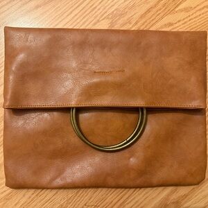 NEW! FOLDER OVER ENVELOPE CLUTCH - COGNAC